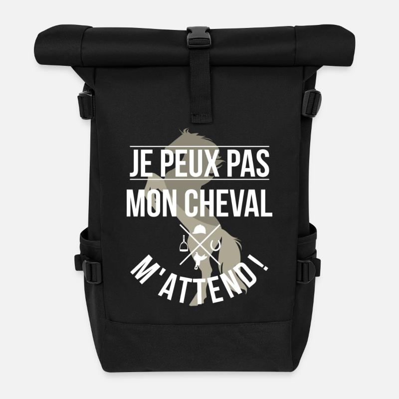 Mon cheval m'attend - Sac à dos roll top - noir