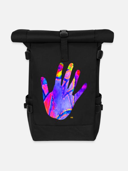 Bunte Neon Hand - Rolltop Rucksack - Schwarz
