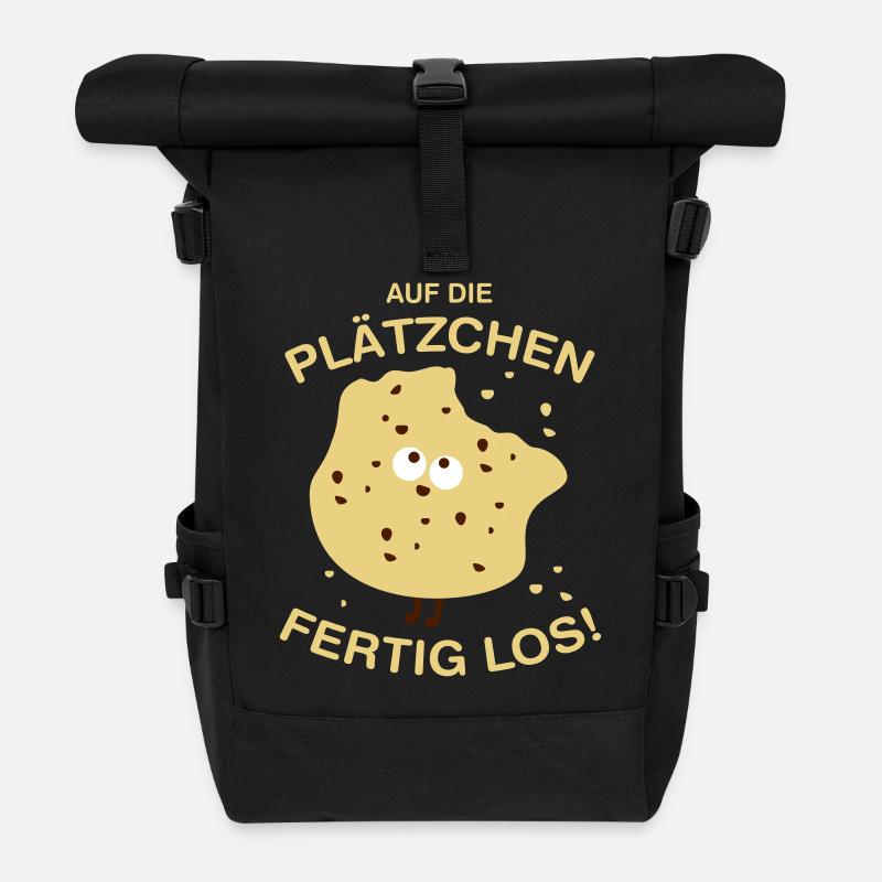 Auf die Plätzchen! - Rolltop Rucksack - Schwarz