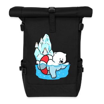 Eisbär Eisbären Arktis Wildtiere Klima Pinguin - Rolltop Rucksack - Schwarz - Vorne