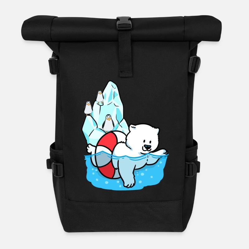 Eisbär Eisbären Arktis Wildtiere Klima Pinguin - Rolltop Rucksack - Schwarz