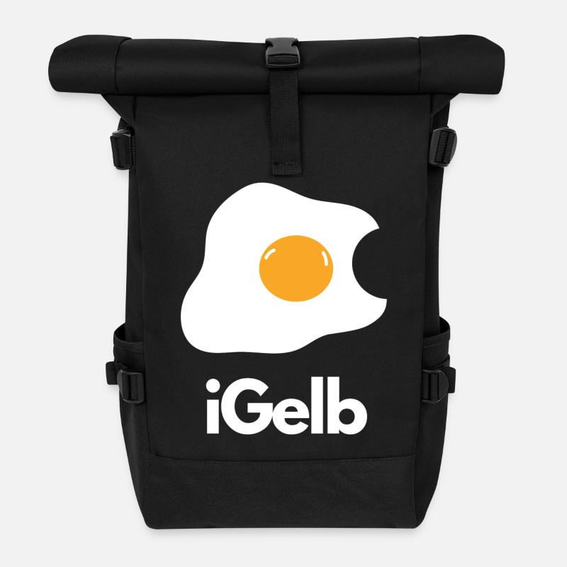 iYellow Egg Dream Breakfast Motif - Roll Top Backpack - black