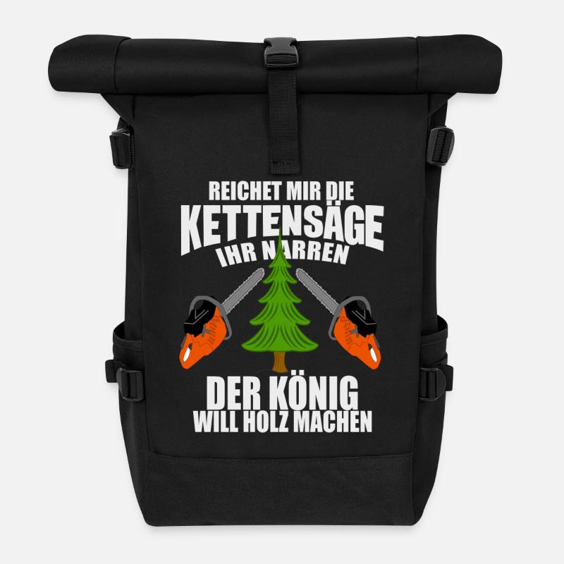 Holzfäller, Kettensäge - Rolltop Rucksack - Schwarz