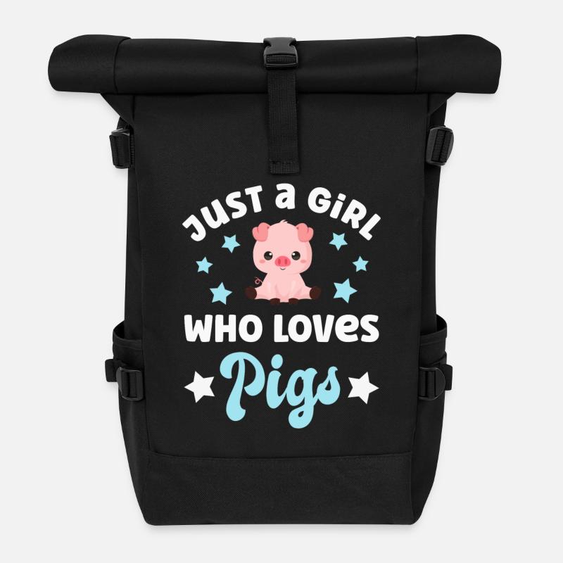 Schwein Schweine - Rolltop Rucksack - Schwarz