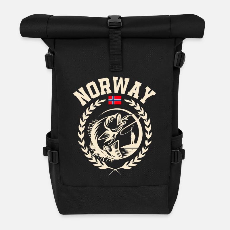 Norwegen Angeln - Rolltop Rucksack - Schwarz