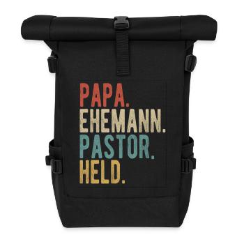 Pastor Papa Ehemann Held - Rolltop Rucksack - Schwarz - Vorne