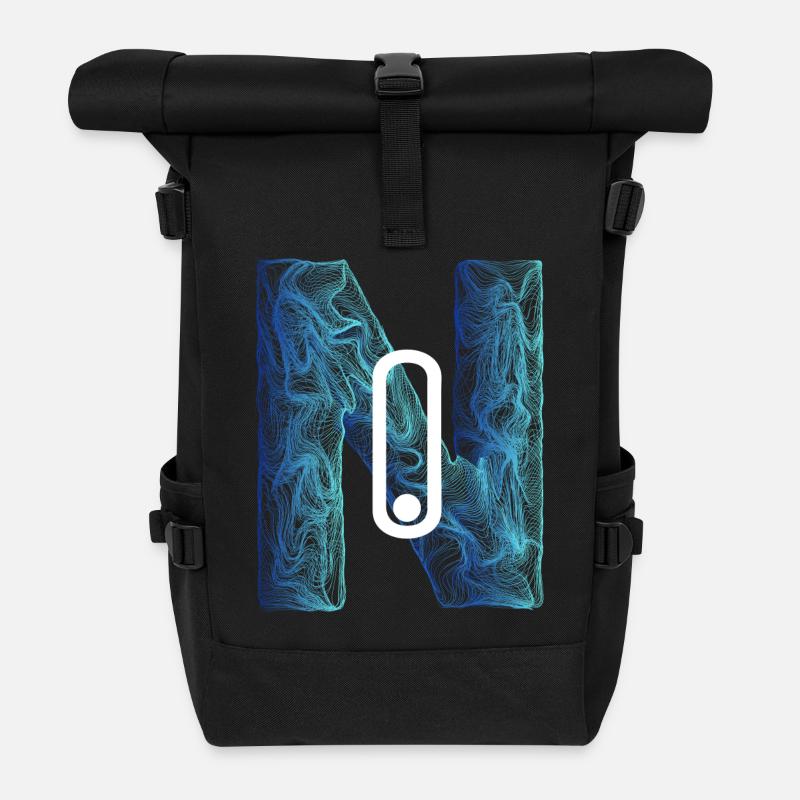 No N letter Name No line fine on Geo terrain - Roll Top Backpack - black