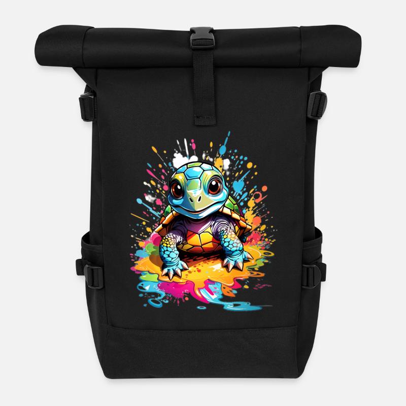Schildkröte - Rolltop Rucksack - Schwarz