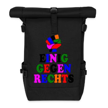 Einig gegen rechts - Rolltop Rucksack - Schwarz - Vorne