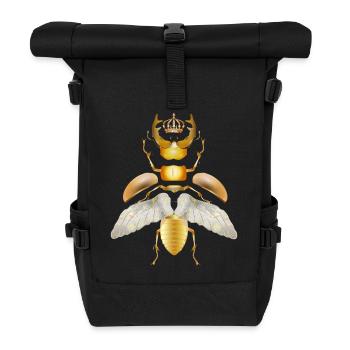goldfarbener Hirschkäfer mit Krone in Einzelteile - Rolltop Rucksack - Schwarz - Vorne
