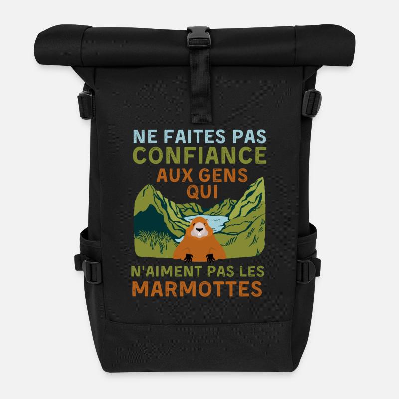 Marmottes - Sac à dos roll top - noir