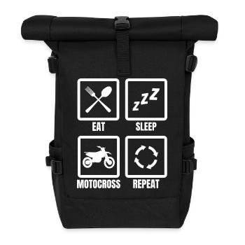 Eat Sleep Motocross Repeat - Rolltop Rucksack - Schwarz - Vorne