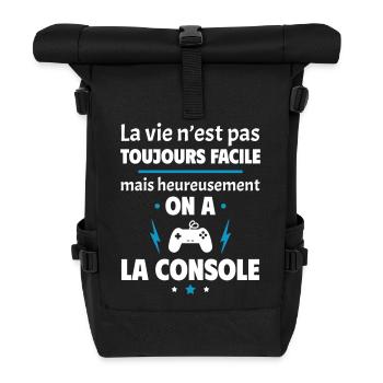 La vie n'est pas toujours facile, console - Sac à dos roll top - noir - Devant