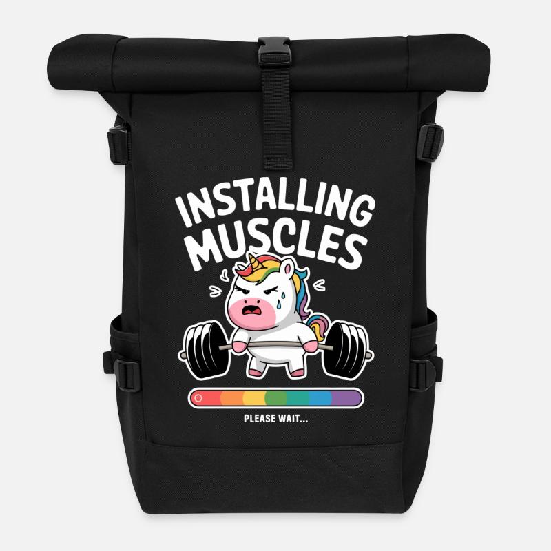 Muscle Unicorn installieren - Rolltop Rucksack - Schwarz