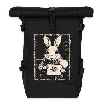 Bunny Egg Thief Easter Bunny Mugshot Police Photo Easter - Roll Top Backpack - black - Front