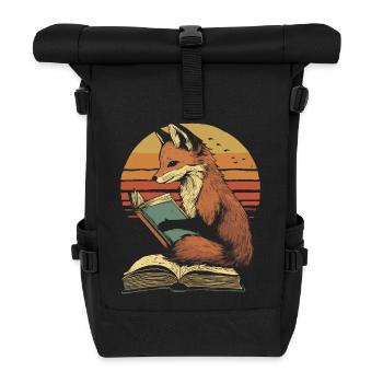 Fuchs liest Bücher - Rolltop Rucksack - Schwarz - Vorne