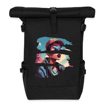 girl girlie wild punk freestyle love peace style - Roll Top Backpack - black - Front