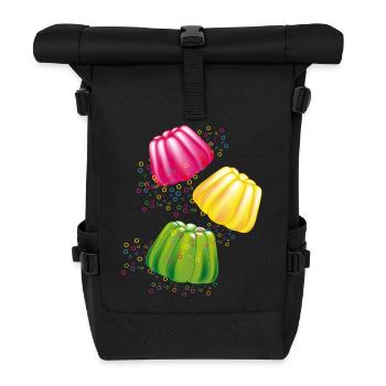Bunte Götterspeisen–Dessert-Motiv mit Retro-Charme - Rolltop Rucksack - Schwarz - Vorne