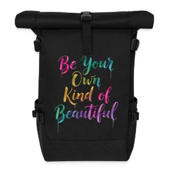 Inspirierendes Regenbogen-Zitat T-Shirt - Rolltop Rucksack - Schwarz - Vorne