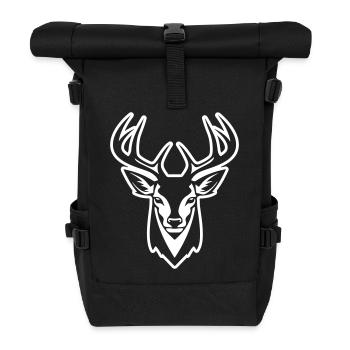 Hirsch Kopf - Rolltop Rucksack - Schwarz - Vorne