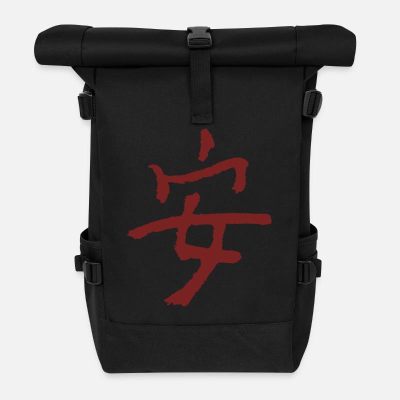 Frieden Auf Chinesisch - Rolltop Rucksack - Schwarz
