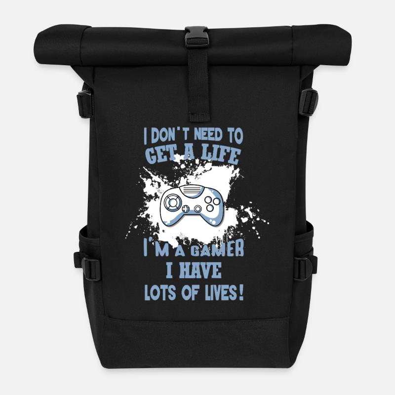 Gamer-Humor: voller Leben - Rolltop Rucksack - Schwarz