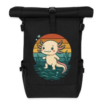 Süßer Retro-Axolotl - Rolltop Rucksack - Schwarz - Vorne