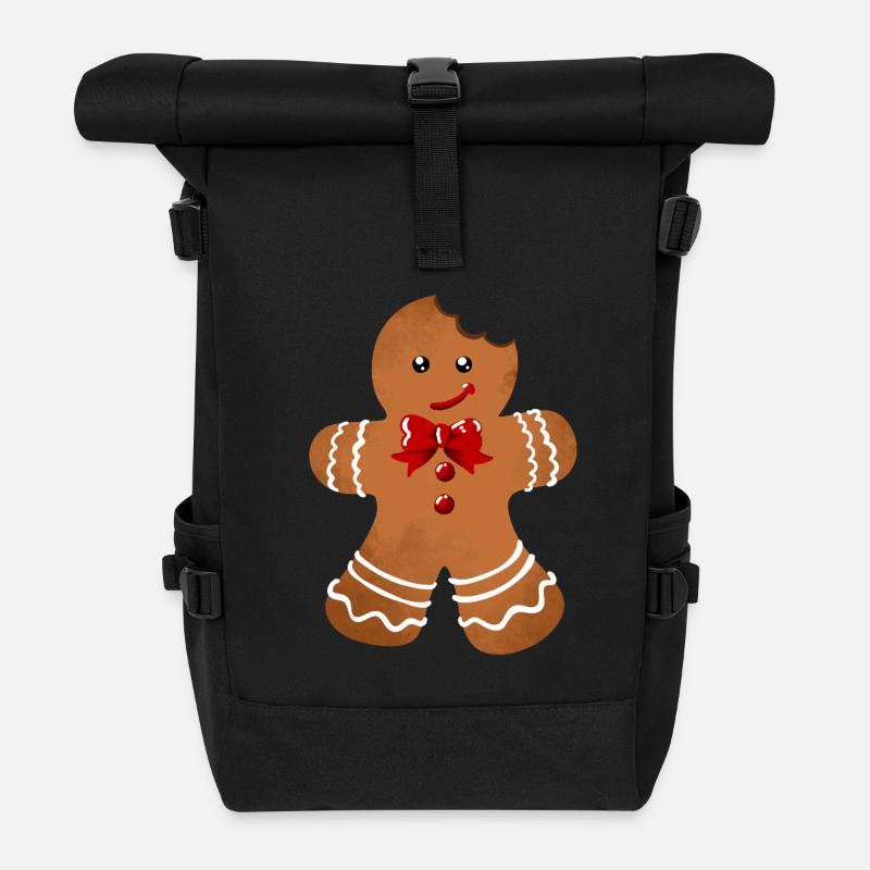 Zuckerglanz Lebkuchenmann mit Schleife - Rolltop Rucksack - Schwarz