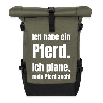 Ich habe ein Pferd – Pläne inklusive - Rolltop Rucksack - Olive/Schwarz - Vorne