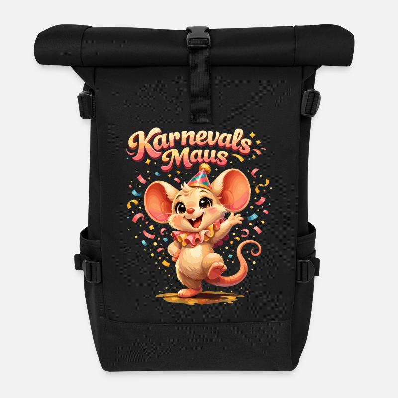 Karnevalsmaus Kostüm – Karneval Outfit Köln - Rolltop Rucksack - Schwarz