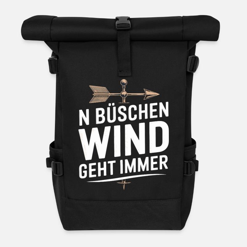  N Büschen Wind Geht Immer Spruch Für Segler - Rolltop Rucksack - Schwarz