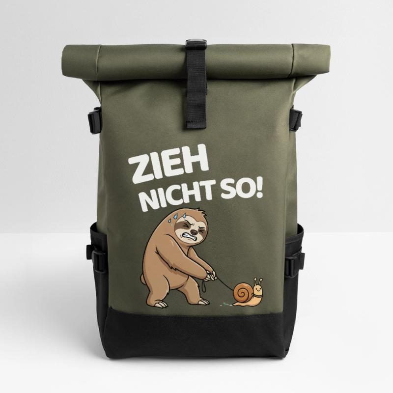 Don't pull so sloth with snail Roll Top Backpack