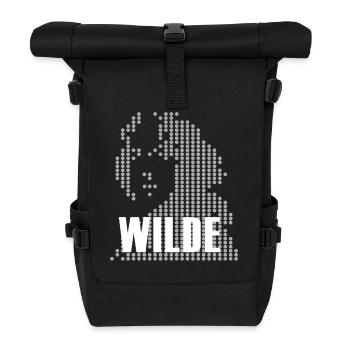 Oscar Wilde Halftone Portrait Logo - Roll Top Backpack - black - Front