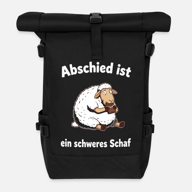 Lustiges Schaf, Abschied ist schweres Schaf - Rolltop Rucksack - Schwarz