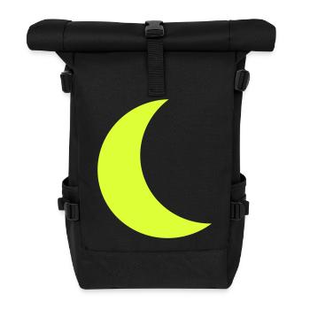 Halbmond Neon Gelb - Rolltop Rucksack - Schwarz - Vorne