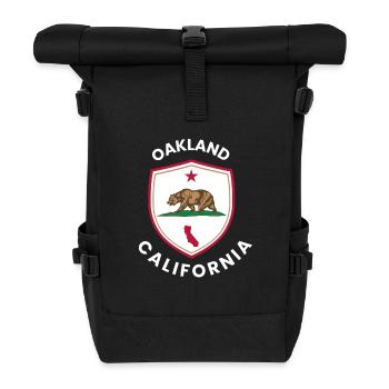 Oakland Bear Flag Emblem - Roll Top Backpack - black - Front