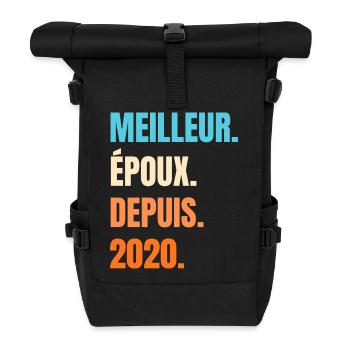 Meilleur Époux Depuis 2020 Cadeau Mari - Sac à dos roll top - noir - Devant