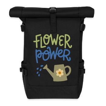 Flower Power Cute Gardening Watering Can Design - Rolltop Rucksack - Schwarz - Vorne