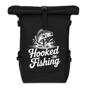 Hooked on Fishing – Fish Motif - Roll Top Backpack - black - Front