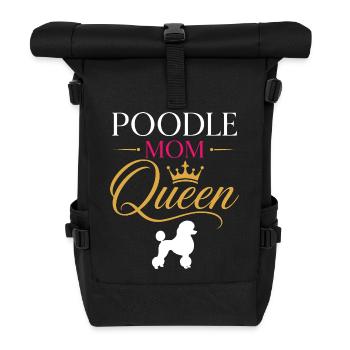 Pudel-Mama Königin-Kronen-Schrift - Rolltop Rucksack - Schwarz - Vorne