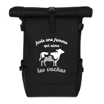 Femme Amoureuse des Vaches - Sac à dos roll top - noir - Devant