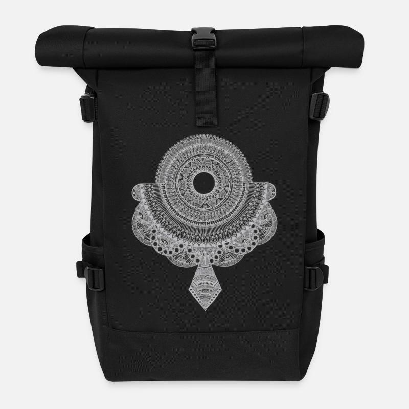 Mandala weiß - Rolltop Rucksack - Schwarz