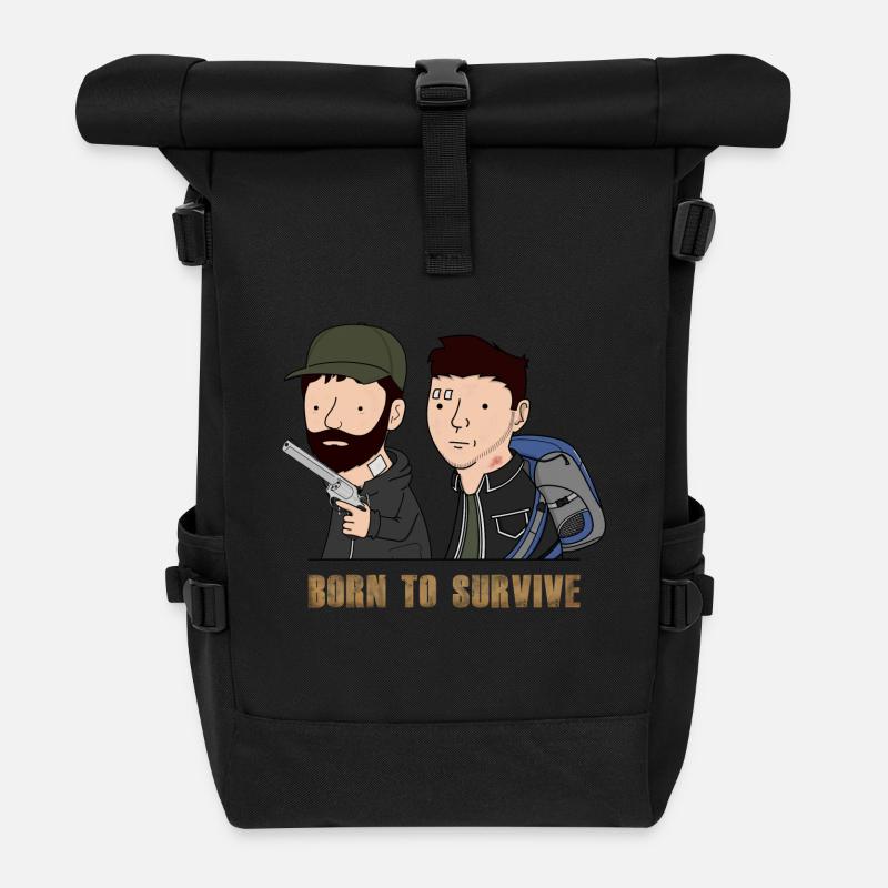 Wankul - Born to survive - Sac à dos roll top - noir