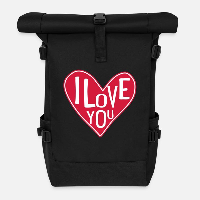 Ich liebe Dich - Rolltop Rucksack - Schwarz