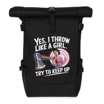 Axe Throwing Saying Women - Roll Top Backpack - black - Front