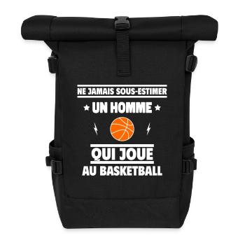 Ne jamais sous-estimer un homme qui joue au basket - Sac à dos roll top - noir - Devant
