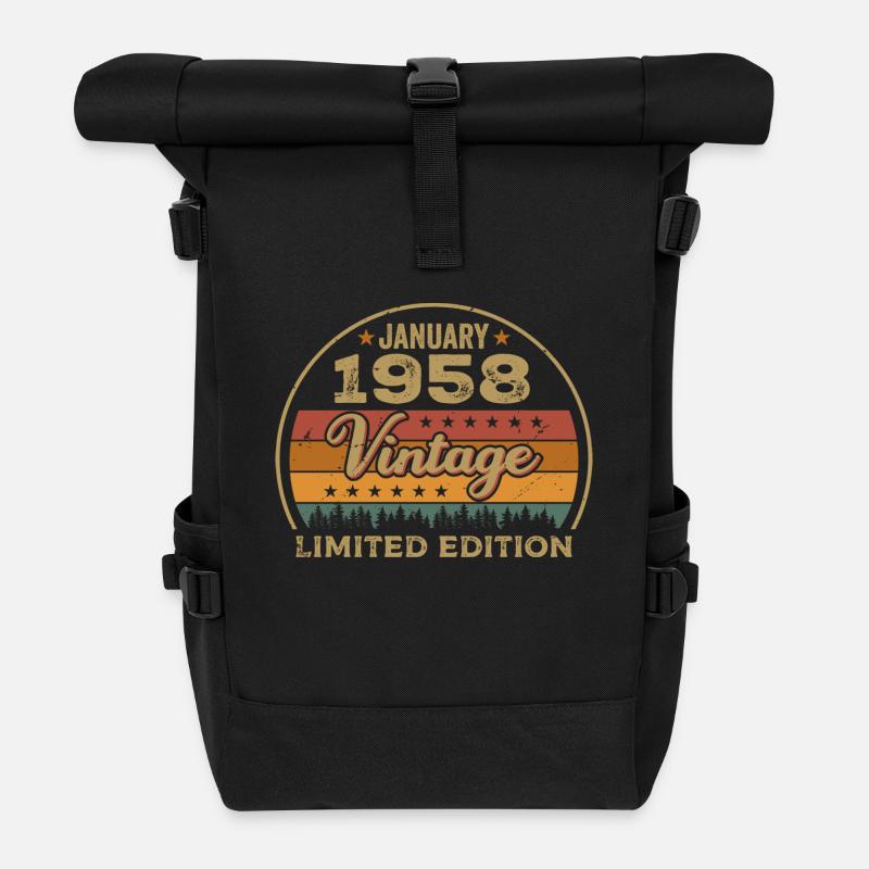 Legenden wurden im Januar 1958 geboren,Januar 1958 - Rolltop Rucksack - Schwarz
