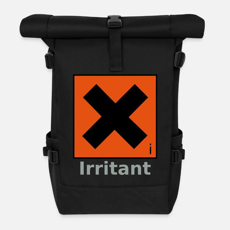 Irritant Safety Symbol - Roll Top Backpack - black