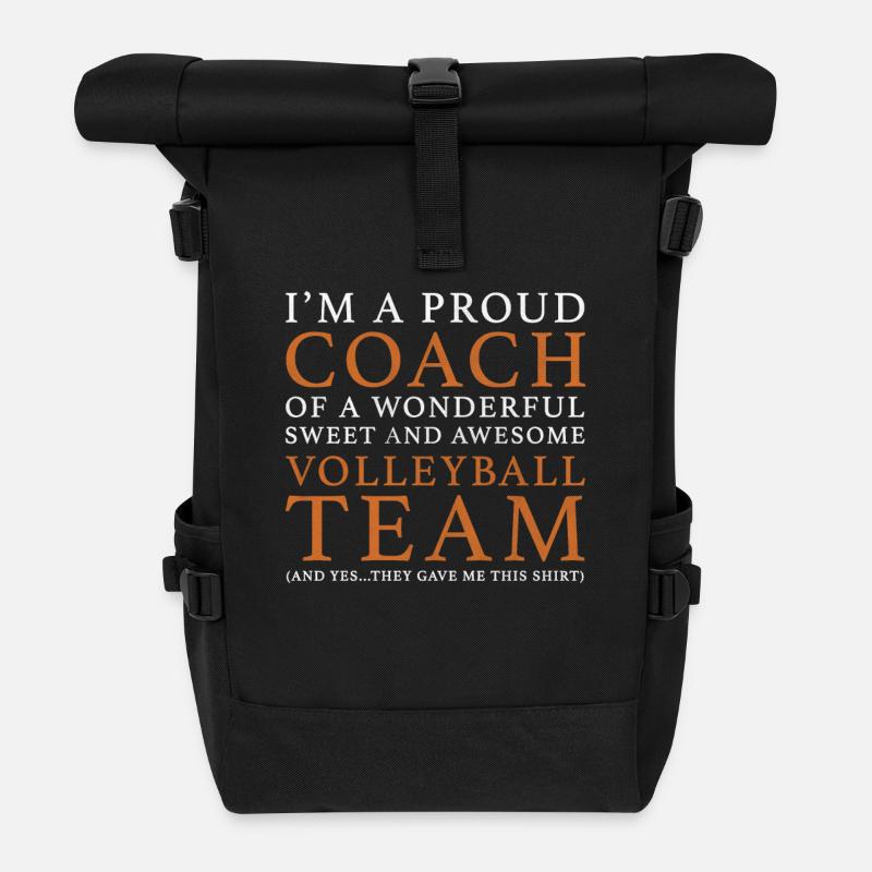 Volleyball-Trainer-Geschenk - Rolltop Rucksack - Schwarz