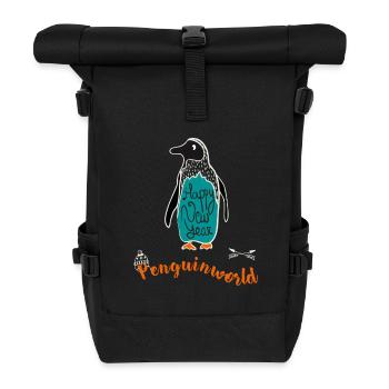 Penguin Noël neige illustration nouvelle tol année - Sac à dos roll top - noir - Devant